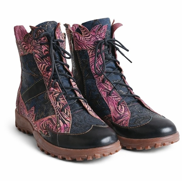 L'artiste Shoes - L'Artiste Ileana EU 37 US 6.5 to 7 Purple Black Lace Up Fairycore Boots Artsy
